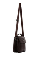 Men's Brown Long Strap Leather Crossbody Bag | Derimod Men's Brown Long Strap Leather Crossbody Bag | Derimod