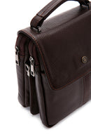 Men's Brown Long Strap Leather Crossbody Bag | Derimod Men's Brown Long Strap Leather Crossbody Bag | Derimod