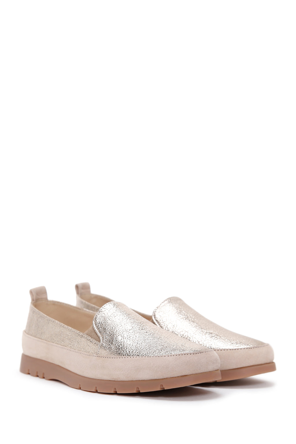 Kadın Bej Deri Comfort Loafer