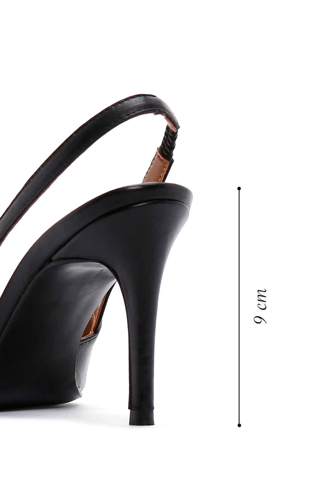 Kadın Siyah Deri İnce Topuklu Arkası Açık Stiletto