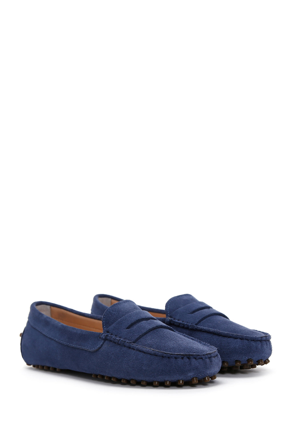 Kadın Lacivert Süet Deri Klasik Loafer