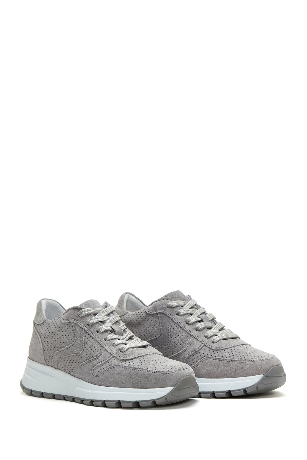 Kadın Gri Süet Deri Sneaker