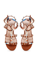 Women's Tan Stone Flat Sandals | Derimod Women's Tan Stone Flat Sandals | Derimod