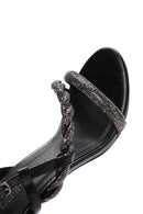 Women's Black Stone Thin Heel Sandals | Derimod Women's Black Stone Thin Heel Sandals | Derimod