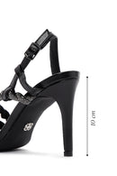 Women's Black Stone Thin Heel Sandals | Derimod Women's Black Stone Thin Heel Sandals | Derimod