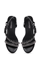 Women's Black Stone Thin Heel Sandals | Derimod Women's Black Stone Thin Heel Sandals | Derimod