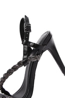 Women's Black Stone Thin Heel Sandals | Derimod Women's Black Stone Thin Heel Sandals | Derimod