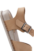 Women's Beige Nubuck Leather Comfort Sandals | Derimod Women's Beige Nubuck Leather Comfort Sandals | Derimod