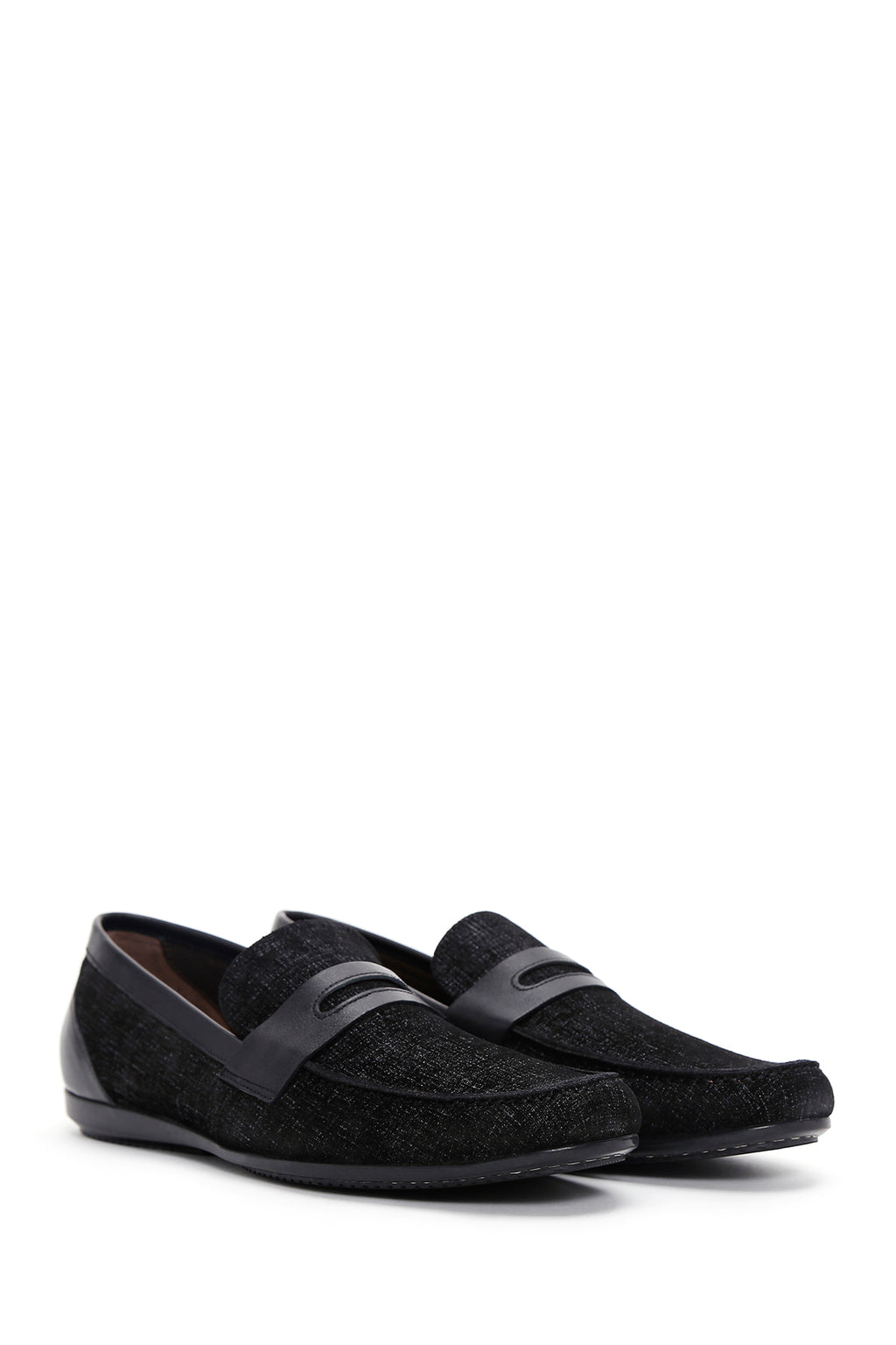 Erkek Siyah Baskılı Deri Casual Loafer