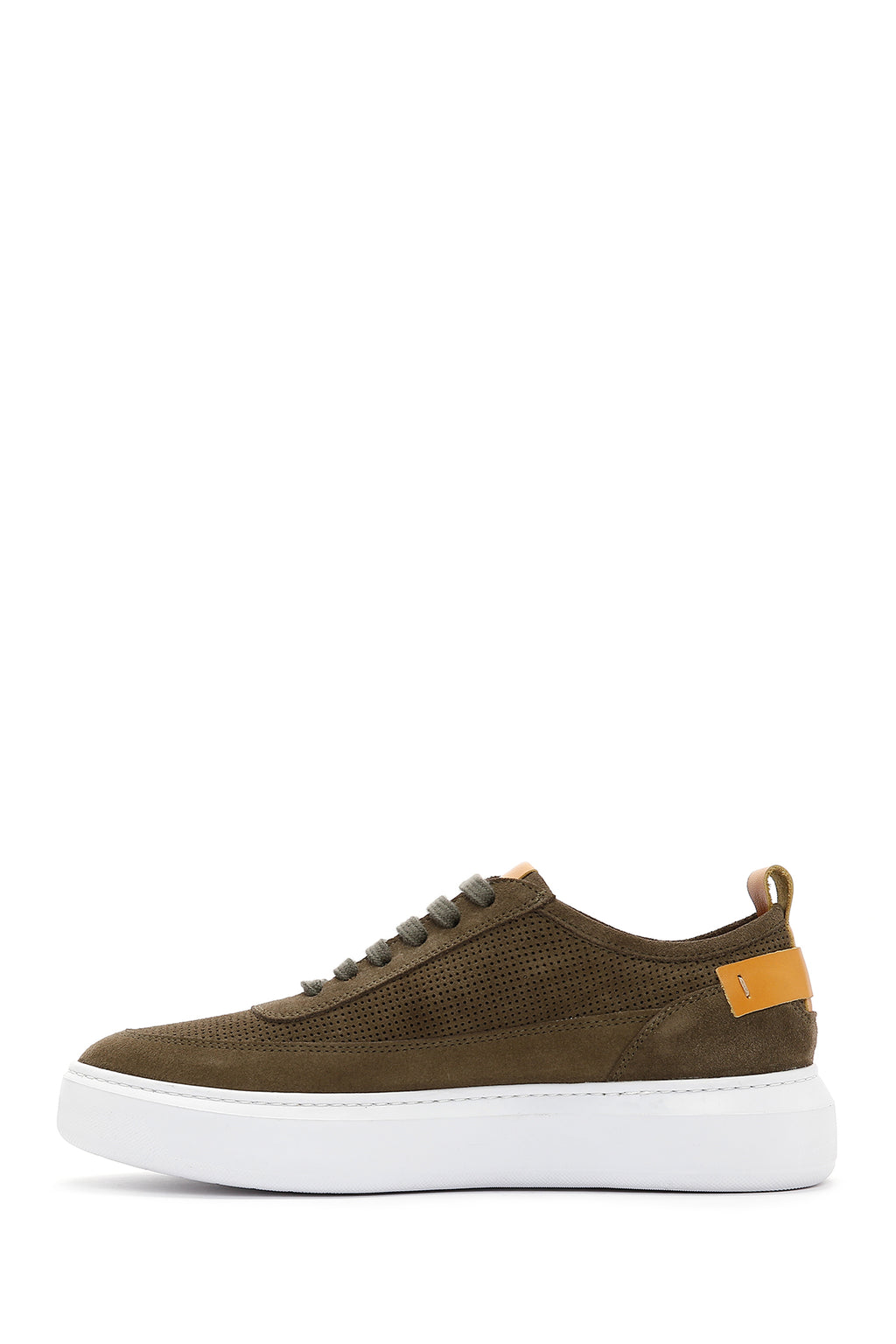 Erkek Haki Süet Deri Kalın Tabanlı Sneaker
