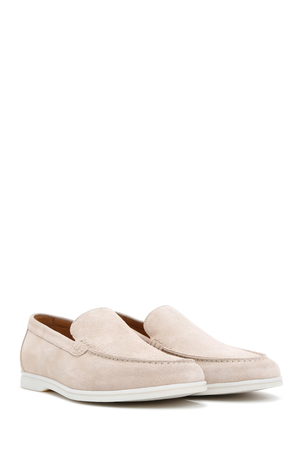 Erkek Bej Süet Deri Spor Loafer