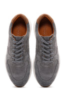 Erkek Gri Süet Deri Baskılı Sneaker | Derimod Erkek Gri Süet Deri Baskılı Sneaker | Derimod