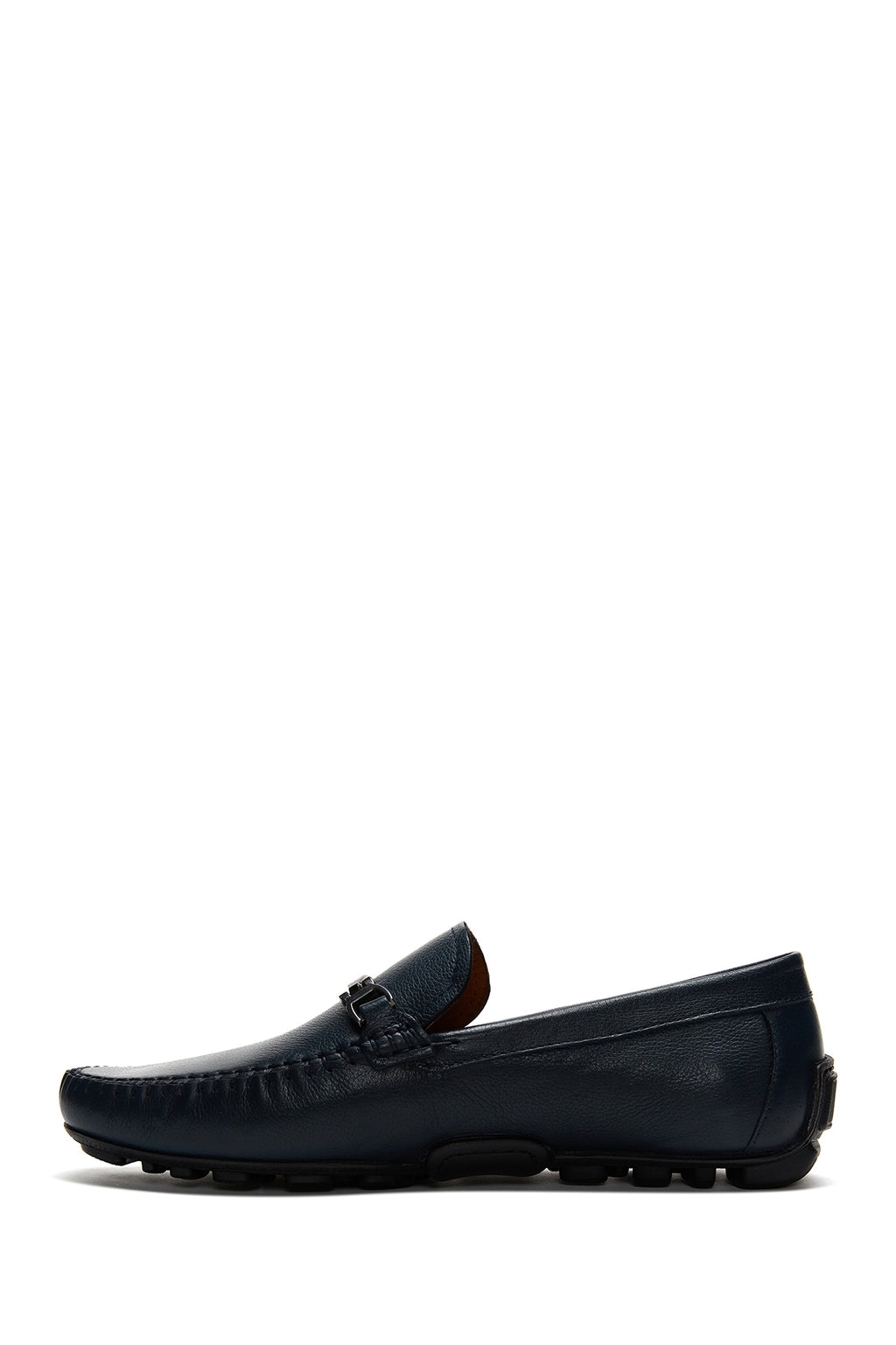 Erkek Lacivert Tokalı Deri Casual Loafer