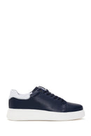 Men's Navy Blue Thick Soled Leather Sneaker | Derimod Men's Navy Blue Thick Soled Leather Sneaker | Derimod