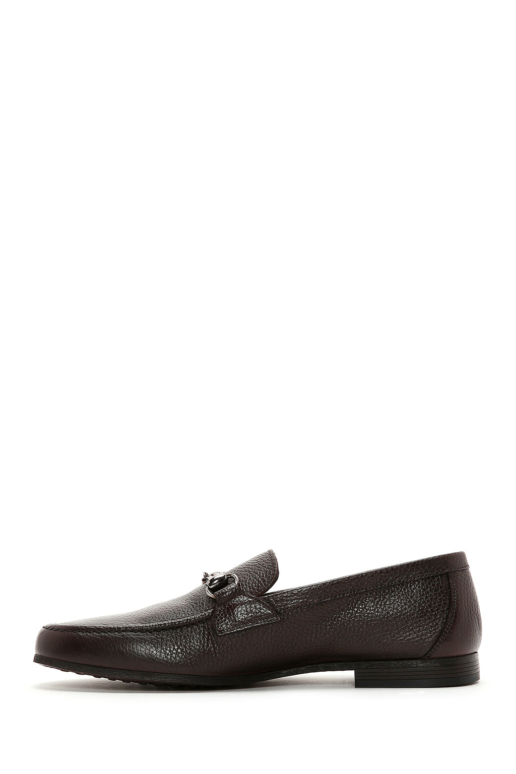 Erkek Kahverengi Deri Tokalı Klasik Loafer