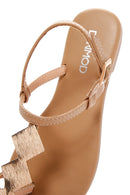 Women's Tan Flip-Flop Flat Sandals | Derimod Women's Tan Flip-Flop Flat Sandals | Derimod