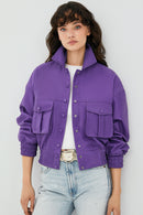 Chloe Kadın Mor Oversize Deri Ceket | Derimod Chloe Kadın Mor Oversize Deri Ceket | Derimod