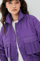 Chloe Kadın Mor Oversize Deri Ceket | Derimod Chloe Kadın Mor Oversize Deri Ceket | Derimod