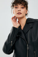 Magic Kadın Siyah Biker Deri Ceket | Derimod Magic Kadın Siyah Biker Deri Ceket | Derimod