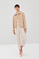 Nicole Kadın Bej Deri Ceket | Derimod Nicole Kadın Bej Deri Ceket | Derimod