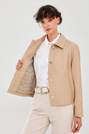 Nicole Kadın Bej Deri Ceket | Derimod Nicole Kadın Bej Deri Ceket | Derimod