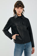 Jasmine Black Women's Leather Jacket | Derimod Jasmine Black Women's Leather Jacket | Derimod