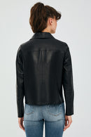 Jasmine Black Women's Leather Jacket | Derimod Jasmine Black Women's Leather Jacket | Derimod
