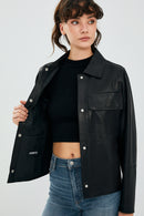 Jasmine Black Women's Leather Jacket | Derimod Jasmine Black Women's Leather Jacket | Derimod