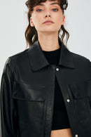 Jasmine Black Women's Leather Jacket | Derimod Jasmine Black Women's Leather Jacket | Derimod