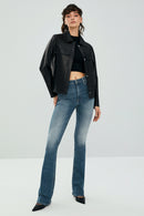 Jasmine Black Women's Leather Jacket | Derimod Jasmine Black Women's Leather Jacket | Derimod