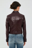 Sirena Kadın Bordo Kısa Deri Ceket | Derimod Sirena Kadın Bordo Kısa Deri Ceket | Derimod