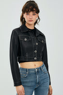 Mona Women's Black Short Leather Jacket | Derimod Mona Women's Black Short Leather Jacket | Derimod