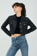 Mona Women's Black Short Leather Jacket | Derimod Mona Women's Black Short Leather Jacket | Derimod