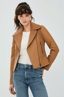 Petra Kadın Taba Biker Deri Ceket | Derimod Petra Kadın Taba Biker Deri Ceket | Derimod