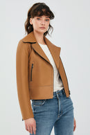 Petra Kadın Taba Biker Deri Ceket | Derimod Petra Kadın Taba Biker Deri Ceket | Derimod