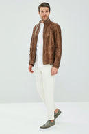 Diego Erkek Bej Çift Taraflı Spor Deri Ceket | Derimod Diego Erkek Bej Çift Taraflı Spor Deri Ceket | Derimod