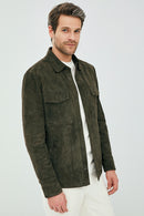 Navas Erkek Yeşil Gömlek Tarzı Süet Deri Ceket | Derimod Navas Erkek Yeşil Gömlek Tarzı Süet Deri Ceket | Derimod