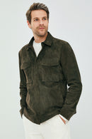 Navas Erkek Yeşil Gömlek Tarzı Süet Deri Ceket | Derimod Navas Erkek Yeşil Gömlek Tarzı Süet Deri Ceket | Derimod