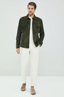 Navas Erkek Yeşil Gömlek Tarzı Süet Deri Ceket | Derimod Navas Erkek Yeşil Gömlek Tarzı Süet Deri Ceket | Derimod