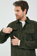 Navas Erkek Yeşil Gömlek Tarzı Süet Deri Ceket | Derimod Navas Erkek Yeşil Gömlek Tarzı Süet Deri Ceket | Derimod