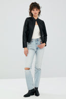 Bianca Kadın Siyah Deri Ceket | Derimod Bianca Kadın Siyah Deri Ceket | Derimod