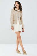 Hannah Kadın Taş Rengi Deri Ceket | Derimod Hannah Kadın Taş Rengi Deri Ceket | Derimod