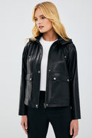 Gloria Women's Black Oversize Leather Jacket | Derimod Gloria Women's Black Oversize Leather Jacket | Derimod