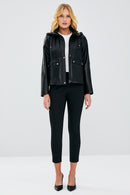 Gloria Women's Black Oversize Leather Jacket | Derimod Gloria Women's Black Oversize Leather Jacket | Derimod