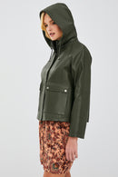 Gloria Kadın Haki Oversize Deri Ceket | Derimod Gloria Kadın Haki Oversize Deri Ceket | Derimod