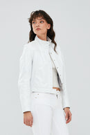 Jill Beyaz Kadın Kısa Deri Ceket | Derimod Jill Beyaz Kadın Kısa Deri Ceket | Derimod