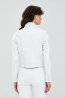 Jill Beyaz Kadın Kısa Deri Ceket | Derimod Jill Beyaz Kadın Kısa Deri Ceket | Derimod