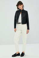 Jill Siyah Kadın Kısa Deri Ceket | Derimod Jill Siyah Kadın Kısa Deri Ceket | Derimod