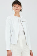 April Kadın Beyaz Deri Ceket | Derimod April Kadın Beyaz Deri Ceket | Derimod