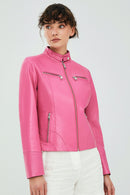 Alicia Pembe Kadın Deri Ceket | Derimod Alicia Pembe Kadın Deri Ceket | Derimod